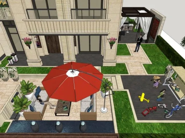 Sketchup Landscape Model | Residential Garden Landscape, Modern Style