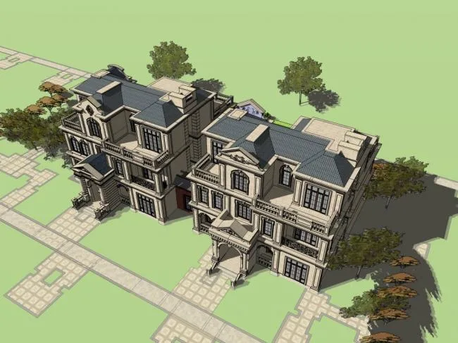 Sketchup Villa Model | Townhouse, Classical Style