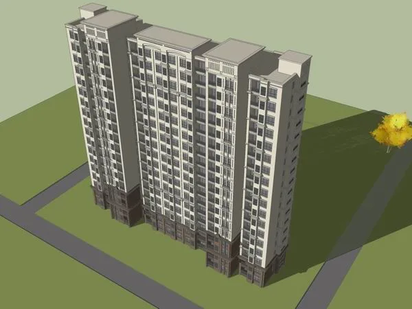 Sketchup Residential Model | High rise Residential Buildings, Classical Style