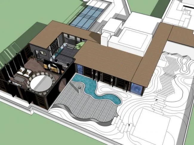 Sketchup Landscape Model | Roof Garden Landscape, Chinese Style
