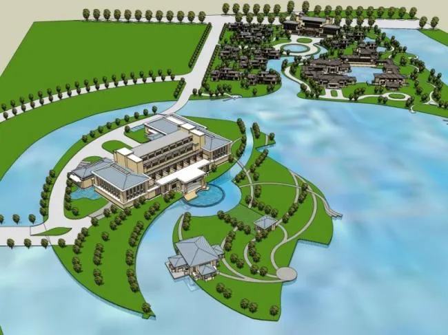 Sketchup Hotel Model | Low rise Resort, Hotel, Modern Style