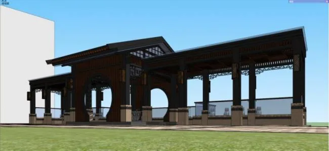 Sketchup Landscape Model | Square Landscape, Corridor Landscape, Chinese Style