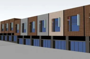 SketchUp Business Model: Modern Multi-Story Street-Side Commercial Building-BIM WORLD