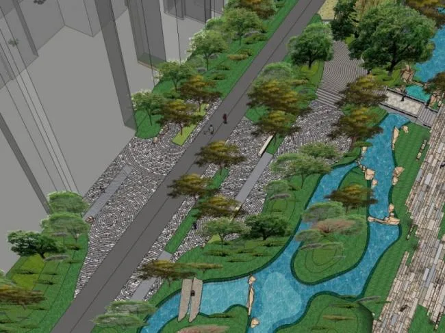 Sketchup Landscape Model | Community Landscape, Residential Landscape, Waterfront Landscape, European Style, Classical Style