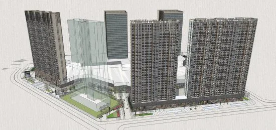 Sketchup Complex Model | Multi story Commercial Complex, Residential, Ground Floor Commercial, Classical Style