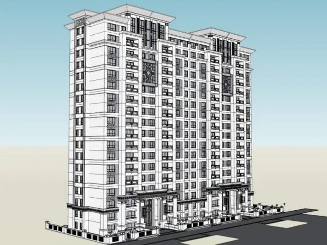 Sketchup Residential Model | High rise Residential Buildings, Residential Buildings, Chinese Style