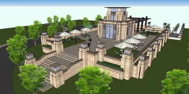 Sketchup Business Model | Low rise Sales Office, Modern Style