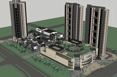 SketchUp Complex Model: Multi-Story High-Rise Office, Commercial, Residential, and Modern Apartment Building-BIM WORLD