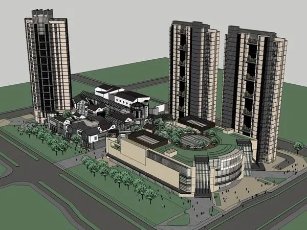 Sketchup Complex Model | Multi story High rise Complex, Office Building, Commercial, Residential, Apartment, Modern Style
