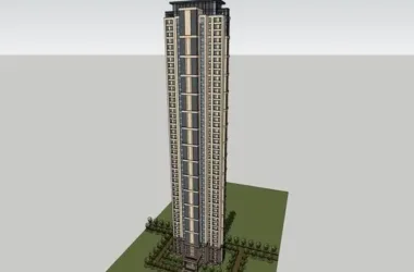 SketchUp Model of a 49-Story Classical Style High-Rise Residential Building-BIM WORLD