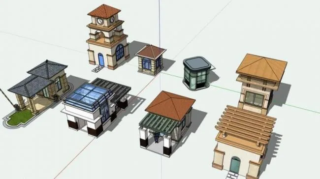 SketchUp Model: Security Guard Booth Component and Materials