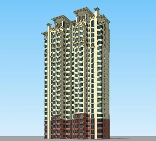 Sketchup Residential Model | High rise Residential Building, Tuscany, Spain, Classical Style, Residential Architecture