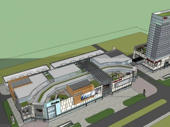 SketchUp Complex Model: Modern Multi-Story Mixed-Use Commercial High-Rise