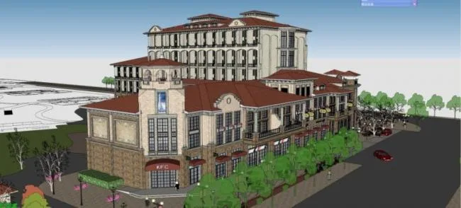 Sketchup Business Model | Multi story Commercial Street, Classical Style
