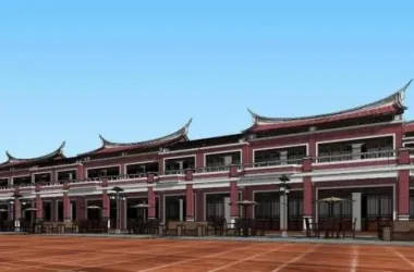 SketchUp Business Model: Fujian Minnan-Inspired Multi-Story Chinese Commercial Street-BIM WORLD