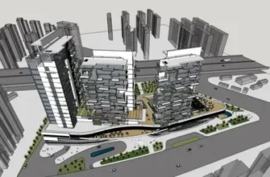 SketchUp Complex Model: Modern Multi-Story High-Rise Mixed-Use Commercial and Residential Building-BIM WORLD
