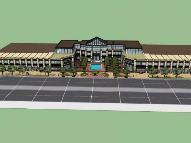 Sketchup Business Model | Low rise commercial buildings, modern style
