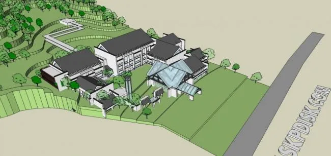 Sketchup business model | Mount Huangshan Leisure Villa, commercial building, multi-storey club, Chinese style