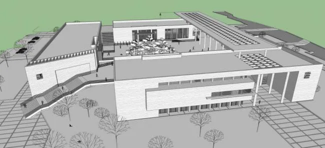 Sketchup Cultural Model | Multi story Exhibition Hall, Library, Museum, Modern Style, Cultural Architecture