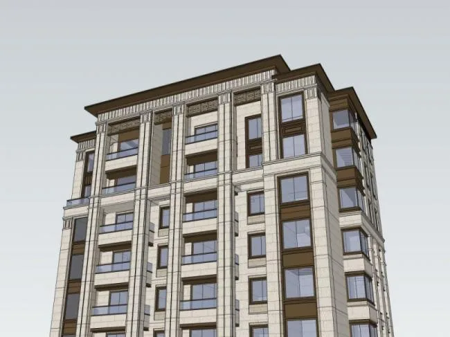 Sketchup Residential Model | High rise Residential Buildings, Residential Buildings, Classical Style