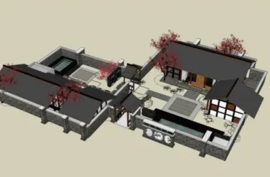 SketchUp Residential Design: Chinese-Style Courtyard Home-BIM WORLD