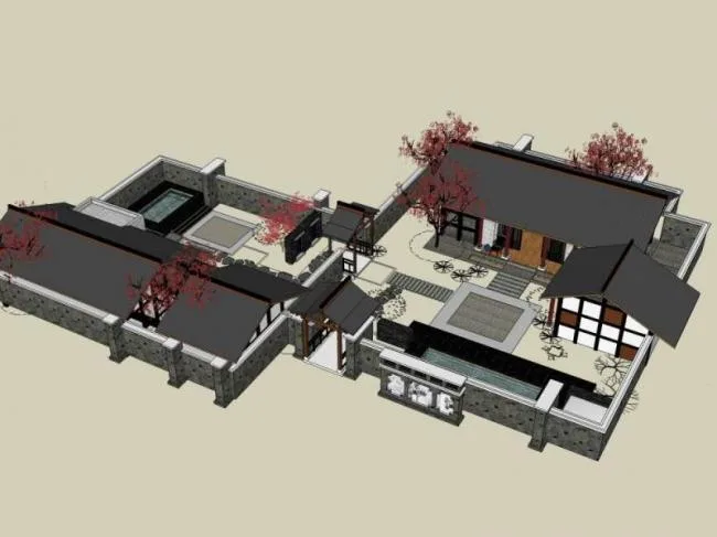 SketchUp Residential Design: Chinese-Style Courtyard Home