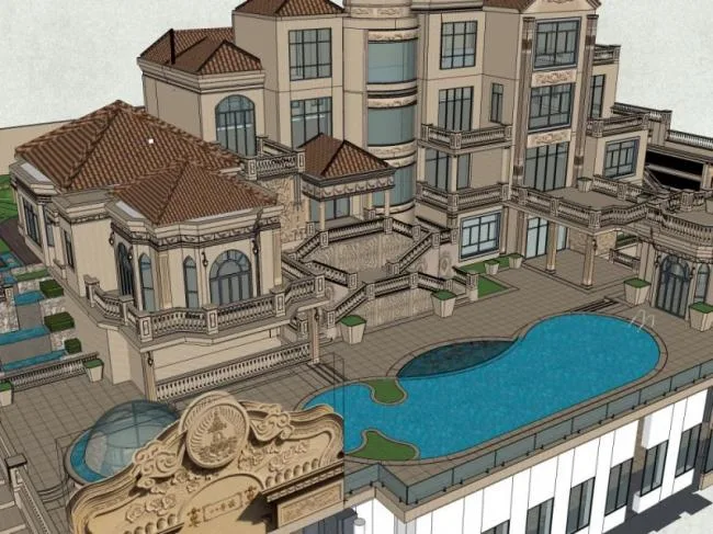 Sketchup Landscape Model | Villa Landscape, Classical Style