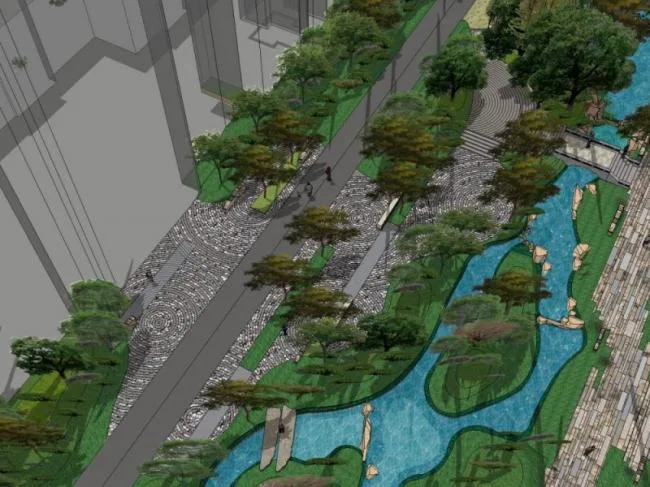 Modern Residential Community Landscape Design in SketchUp