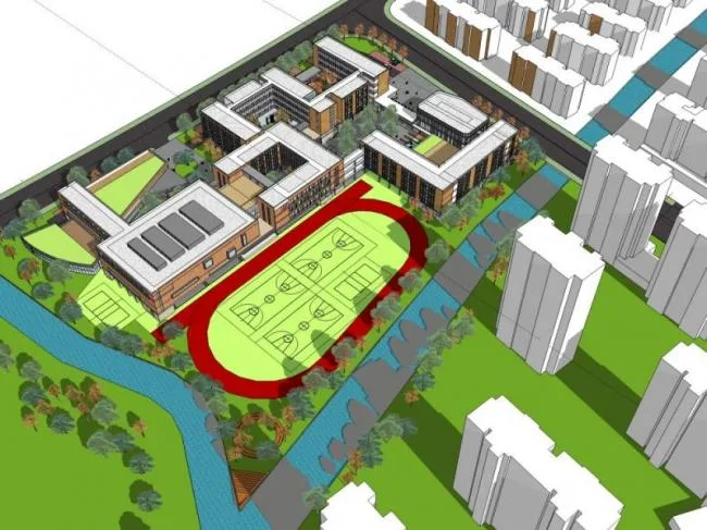 Modern Multi-Story School Campus Architectural Model in SketchUp