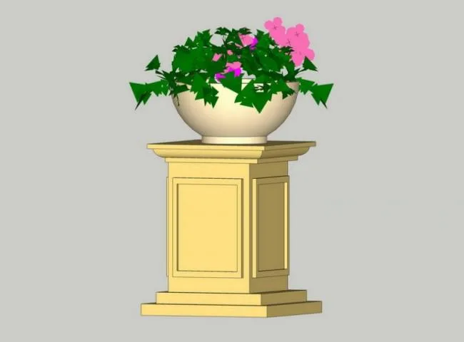 Sketchup Material Model | European Flower Bowl Landscape Sculpture Model Material Component