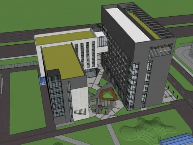 Modern Multi-Story Office Building Model in SketchUp