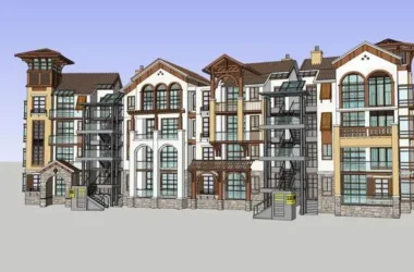 SketchUp Model: Classical 4-Story Multi-Unit Row House-BIM WORLD