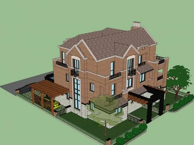 Sketchup Villa Model | Twin Villa, Classical Style