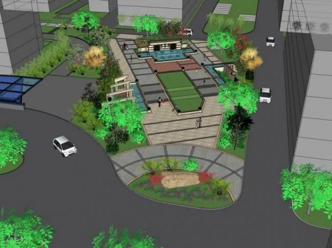 Sketchup Landscape Model | Residential Landscape, Modern Chinese Style