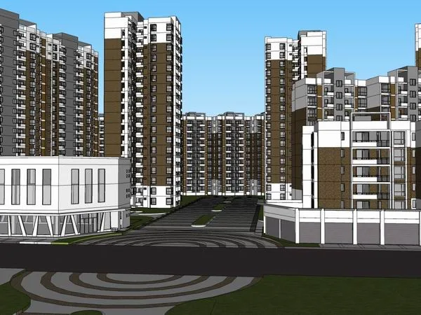 Sketchup Residential Model | High rise residential building, modern style, 7+11+18 floors