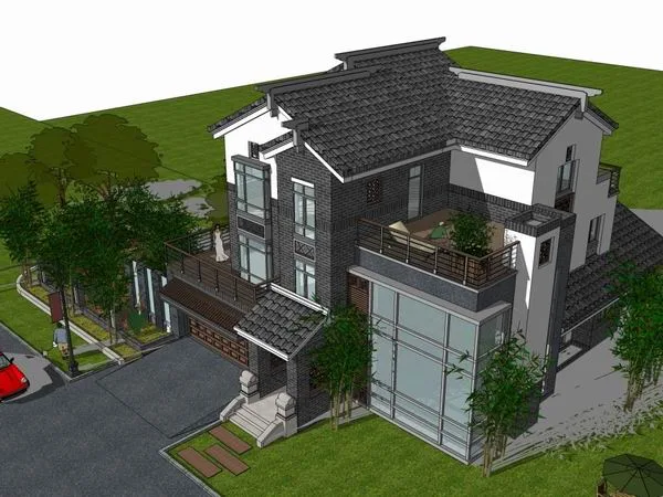 Sketchup Villa Model | Huizhou style villa, classical style