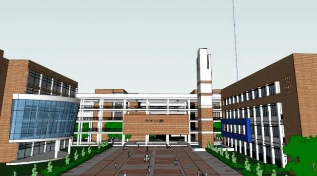 Sketchup School Model | Multi story School, Campus Educational Architecture, Modern Style
