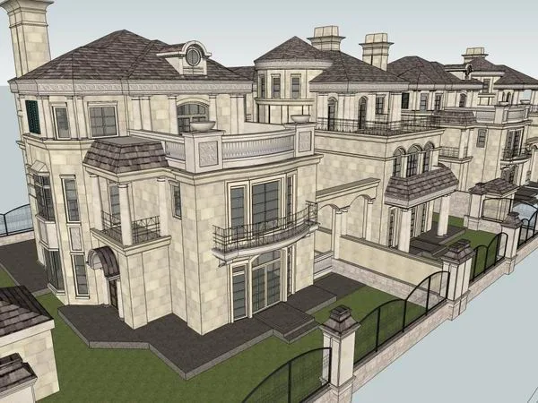 Sketchup Villa Model | Twin Villa, Classical Style