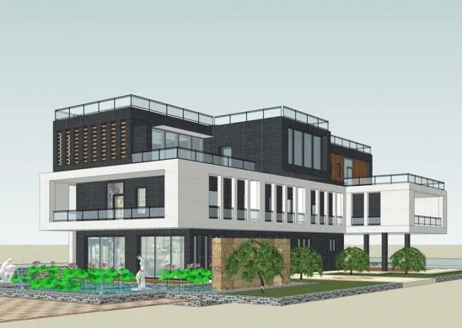Sketchup Business Model | Multi story Private Clubhouse, Commercial Building, Modern Style