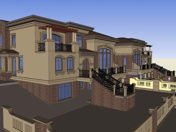 Classical Twin Villa Design in SketchUp