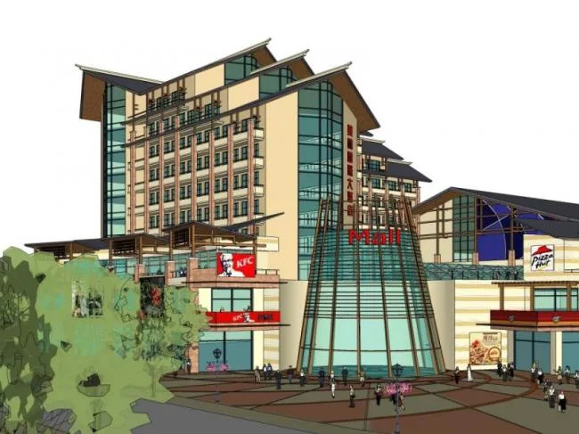 Sketchup Business Model | Multi story commercial building, modern Chinese style
