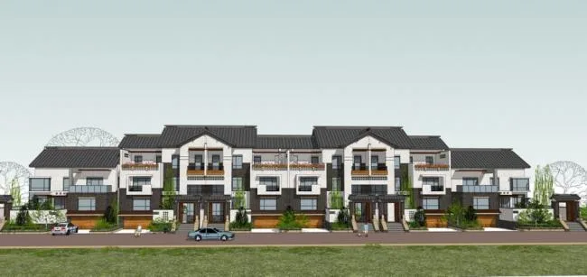 Chinese-Style Row Villa Model in SketchUp