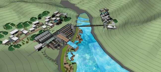 Sketchup Hotel Model | Meihong Xindu Resort Hotel, Mountain Villa, Multi story, Modern Style