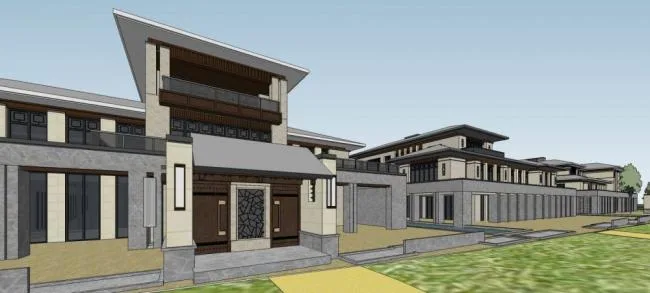 SketchUp Lake Villa Cluster | Chinese-Style Multi-Story Single-Family Homes