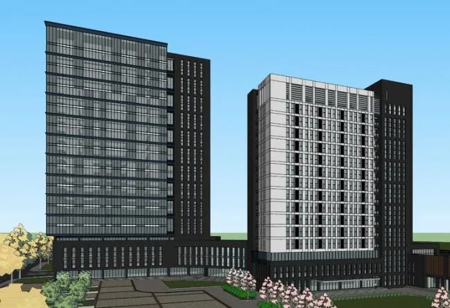 Modern High-Rise Office Model of Industrial Park Research Building in SketchUp