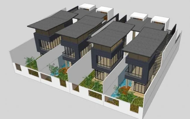 Modern Multi-Unit Villa Model in SketchUp