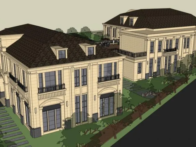 Sketchup Business Model | French Mansion, Modern Style
