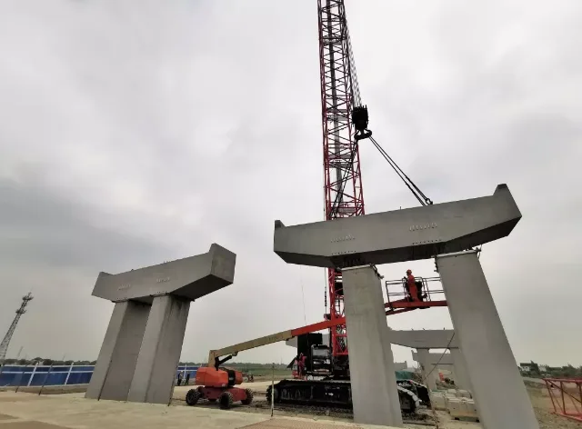 BIM and prefabricated | The highest double section column is 23.15 meters, and the Kunyang Road Cross River Bridge sets a new record for prefabricated and assembled columns in Shanghai
