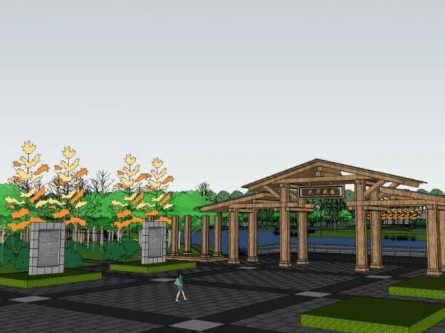 SketchUp Landscape Model: Chinese-Style Park Design