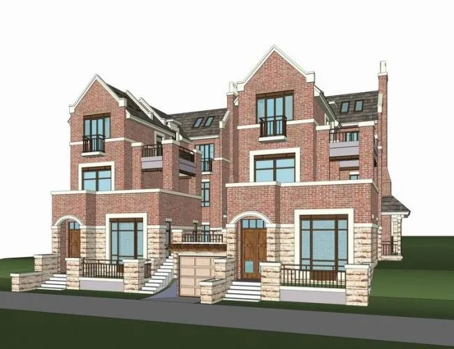 Sketchup Villa Model | Twin Villa, British Style, Classical Style